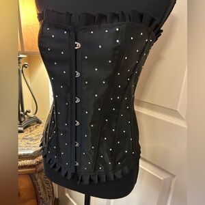 NWOT Sexy black corset with rhinestones.
